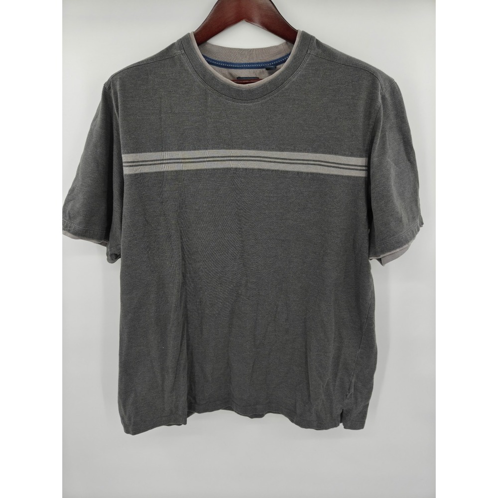 Arrow USA 1851 Mens Gray Striped Short Sleeve Crew Neck T-Shirt Size XL